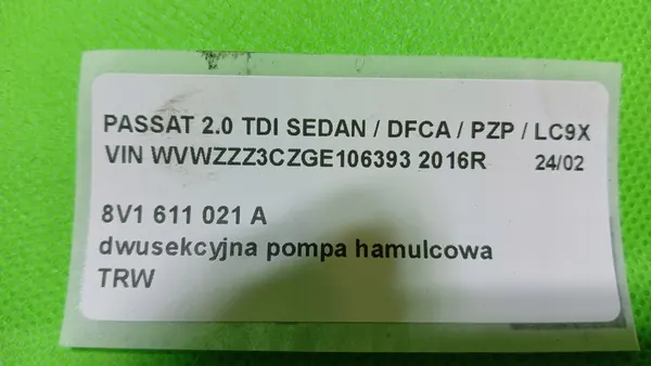 VW Passat B8 Rempomp Sensor Reservoir Europa 16R image 5