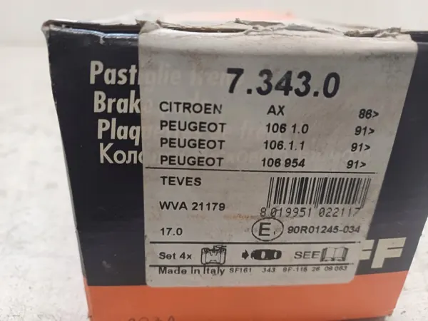 OEM WVA21179 frambromsbelägg för Citroen AX Peugeot 106 image 6