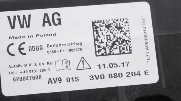 Passagerarkrockudd OEM 3V0880204E för Skoda Superb III image 5