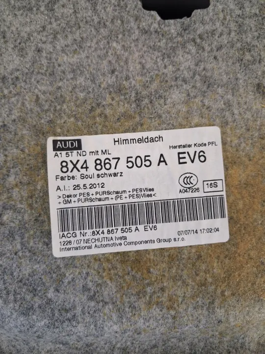 Plafonnier Noir S-Line OEM 8X4867505A pour Audi A1 image 6