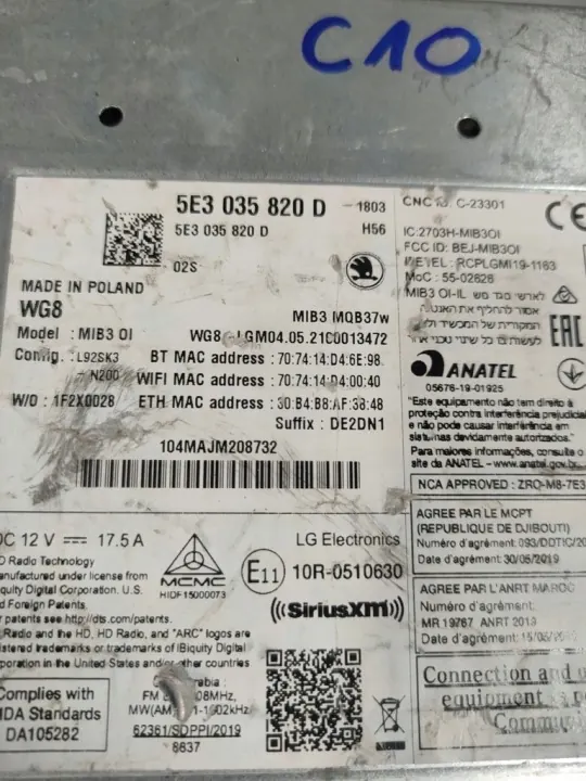 Leitor navegação OEM 5E3035820D para Skoda Octavia IV image 3