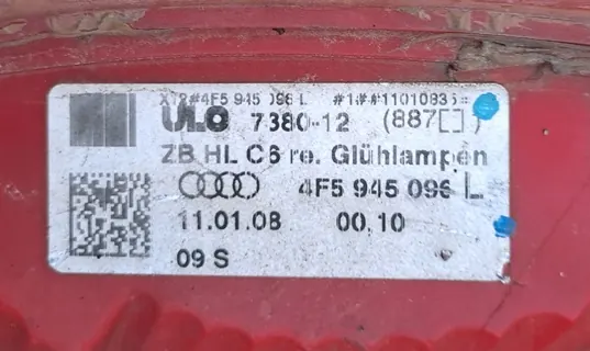 AUDI A6 C6 04-08 Lámpara Trasera Derecha Sedán 4F5945096L image 2