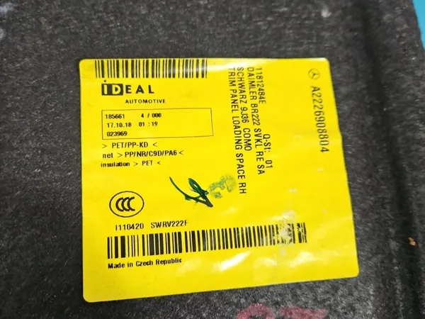 Mercedes W222 Sedan Rechter Kofferbakbekleding OEM A2226908804 image 3