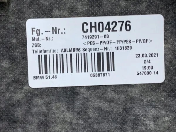OEM 7419291 Bagageluckstapetsering BMW G30 - Begagnad image 4