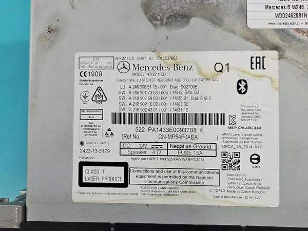Rádio de fábrica Mercedes OEM A2469005115 image 5