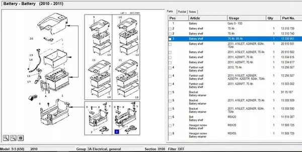 Base de bateria SAAB 9-5 (YS3G) 13330951 image 7