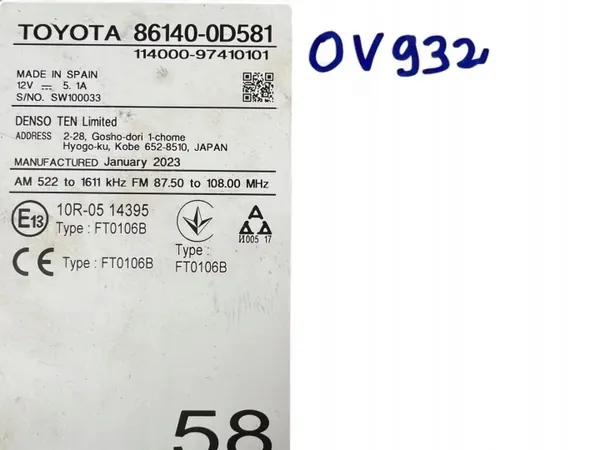 Toyota Yaris navigointinäyttö OEM 861400D581 image 5