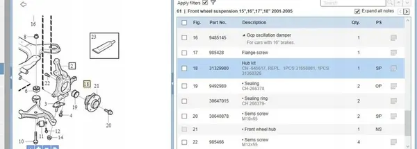 Snodo anteriore destro Volvo S60 I 2.4L 2004 OEM 31329980 image 5