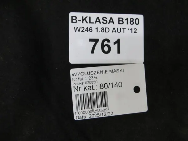 Isolation de capot Mercedes W246 OEM GIS63352 image 6