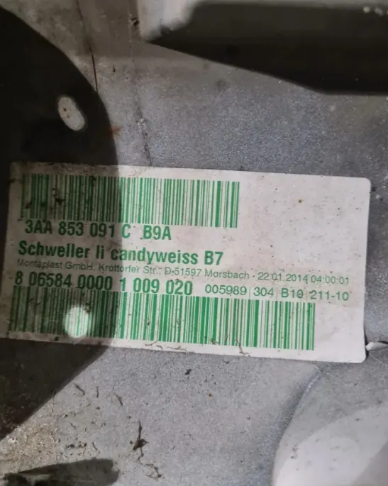 VW PASSAT B7 Left Side Sill 3AA853091C image 3