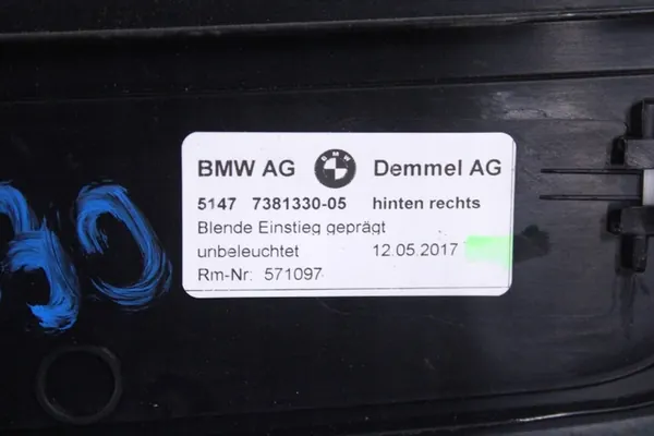 BMW 5 G30 G31 Garniture de Seuil Arrière Gauche Droite 7381329 7381330 image 6