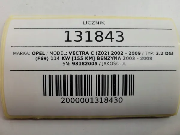 Cuadro de Instrumentos Opel Vectra C OEM 93182005 image 7