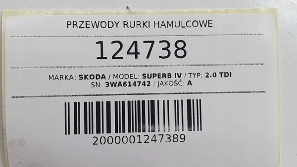 Jarruputket OEM 3WA614742 Skoda Superb IV 2.0 TDI:lle image 8