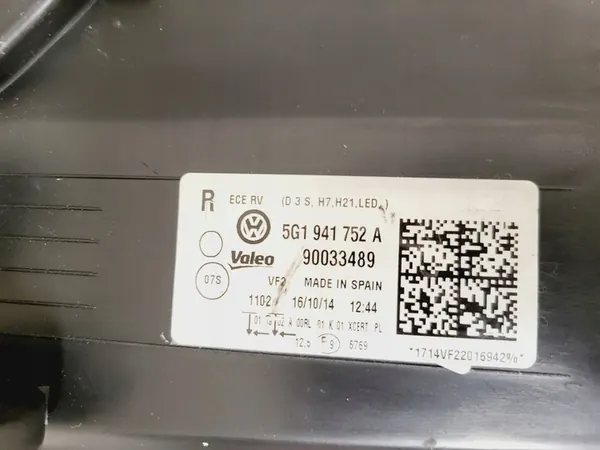 VW GOLF VII GTI FAROL XENON LED 5G1941752A 5G1941751A image 7