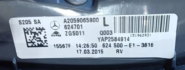 MERCEDES W205 15r LINKER ACHTERLICHT A2059065900 image 5
