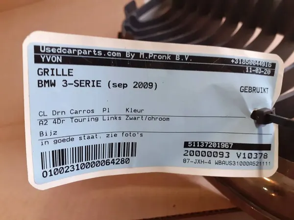 Left Grille 51137201967 BMW 3 E90 E91 image 5