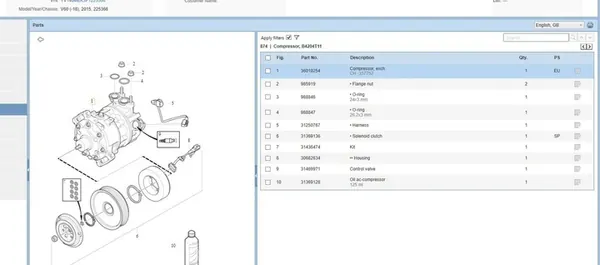 Volvo V60 AC-kompressori 2.0L 2015 OEM 36010254 image 8