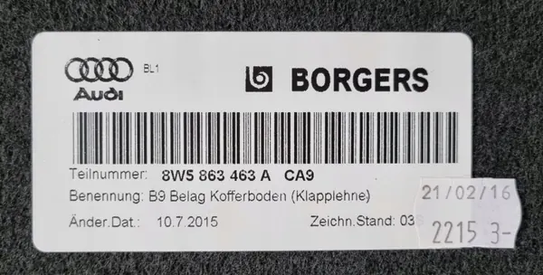 Tapis de coffre Audi A4 B9 OEM 8W5863463A Berline image 5
