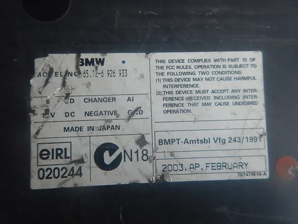 Cambiador CD BMW 6926933 para Serie 7 E65/E66 image 9