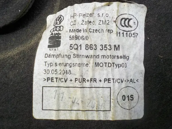 VW Golf VII Schottdämmung OEM 5Q1863353M image 3