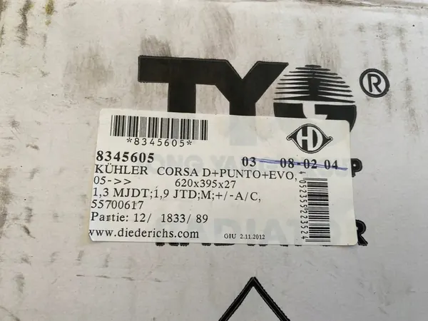 Radiador de agua Opel Combo 1.4 Turbo 2012 - 2018 OEM 55700617 image 5