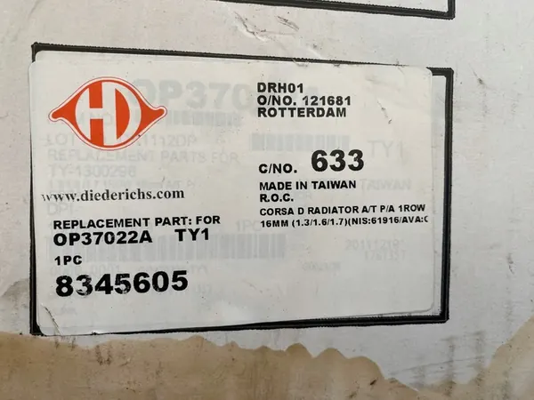 Radiador de agua Opel Combo 1.4 Turbo 2012 - 2018 OEM 55700617 image 6