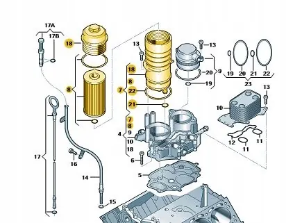 Oljefilterhus Audi Q5, A4, A5, A6, A8, Q7, VW Touareg 057115373B image 4