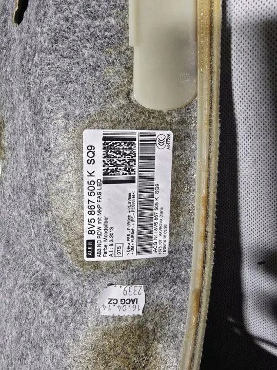 Audi A3 8V Sedan Taktäcke OEM 8V5867505 8V5867505K image 5