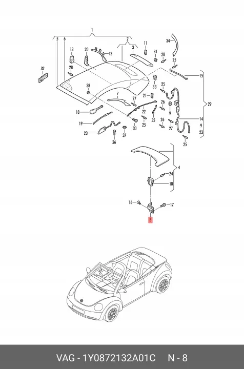 Sensor de teto OEM 1Y0871134 para VW Beetle Cabrio image 9