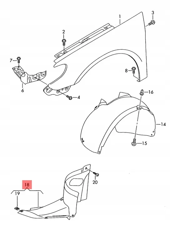 VW CC 12-17 Front Right Lower Wheel Arch 3C8805912B image 2