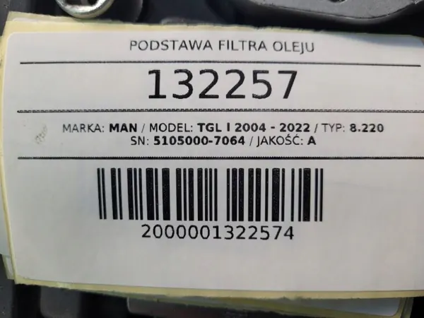 Oljefilterbas OEM 5105000-7064 för MAN TGL/TGM image 8