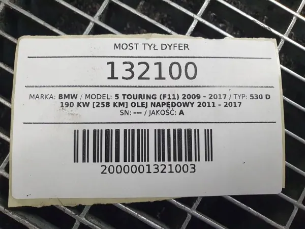 OEM 7630816 Taka-akselin tasauspyörästö BMW 5-sarjaan image 7
