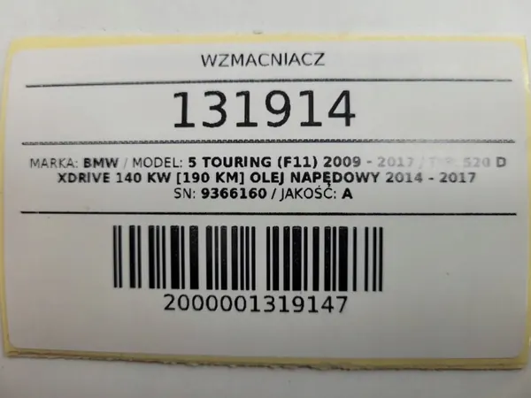 OEM 9366160 Audioversterker voor BMW 5 Serie F10/F11 image 7