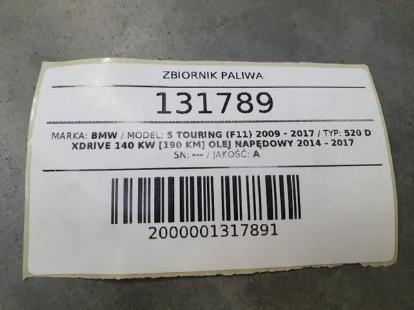 Bränsletank OEM 7205076 för BMW 5 F11 XDrive 2.0D image 7