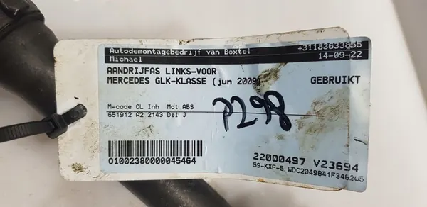 MERCEDES GLK X204 2.2 Eixo de transmissão dianteiro direito image 4