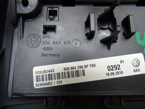 OEM 3C0864298BP Bakre tunnelventilationsgallret image 7