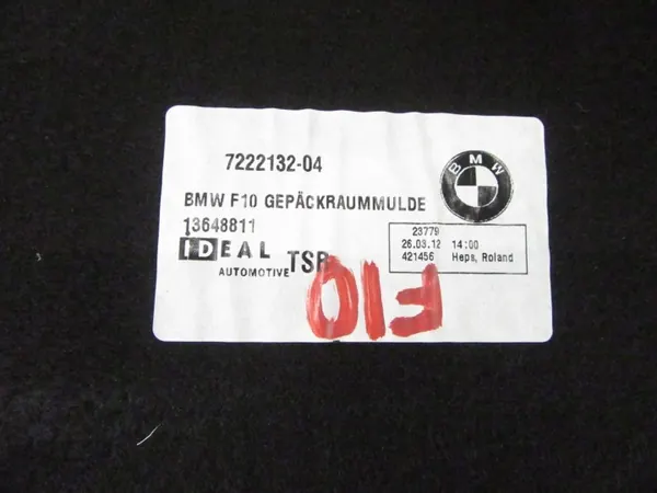 Alfombrilla maletero BMW F10 OEM 7222132 - Usado image 7