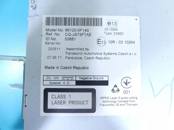 Toyota Verso 09-18 Werksradio OEM 86120-0F140 image 5