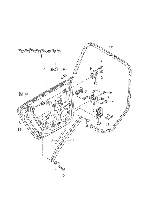 Kit de montagem da porta traseira esquerda AUDI A3 8P0 image 2