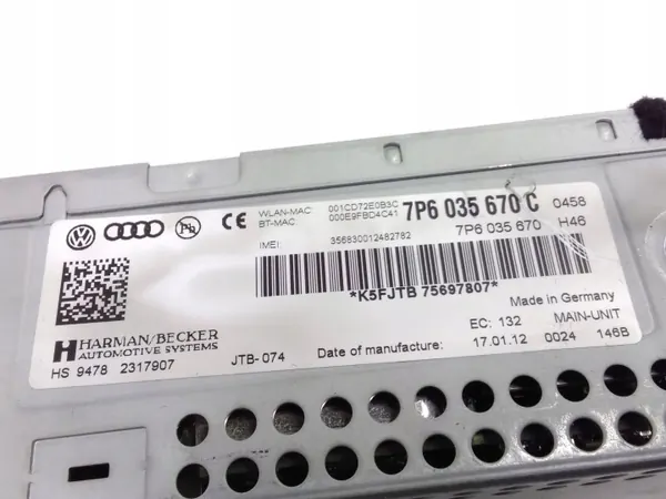 OEM 7P6035670C CD/DVD-vaihtaja Volkswagen Touaregille image 6