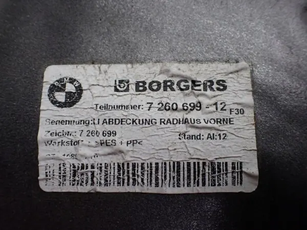 Vänster framskärm OEM 7260699 för BMW 3 F30 F31 image 4
