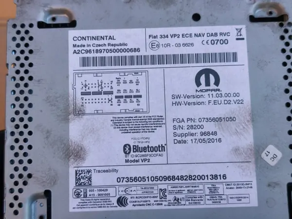 OEM 07356051050 Radio Navigation för Fiat 500X 1.4 Turbo image 9