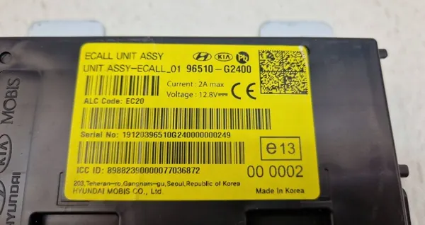 Hyundai IONIQ 19-22 E-Call-modul OEM 96510-G2400 image 3
