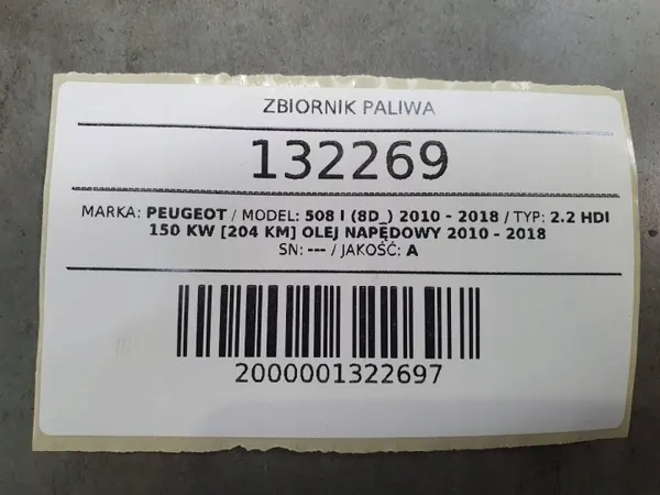 Brandstoftank OEM 9800354180 voor Peugeot 508 I 2.2 HDI image 6