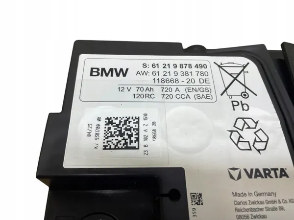 Batterie AGM OEM 9878490 12V 70Ah 720A pour BMW image 4