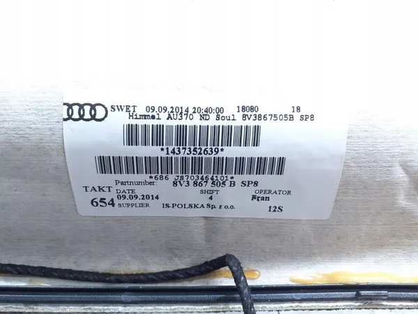 Audi S-Line 3D Musta Tyyny OEM 8V3867505B image 5