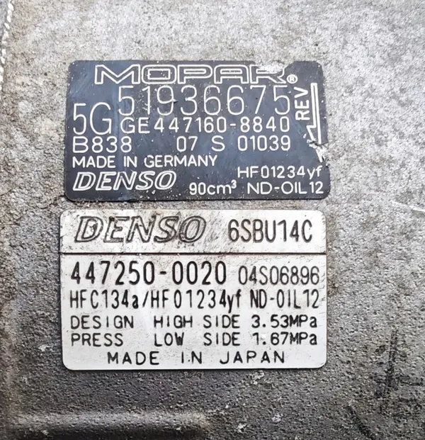 Compressore Aria Condizionata Jeep Renegade Fiat 500 1.6D image 5