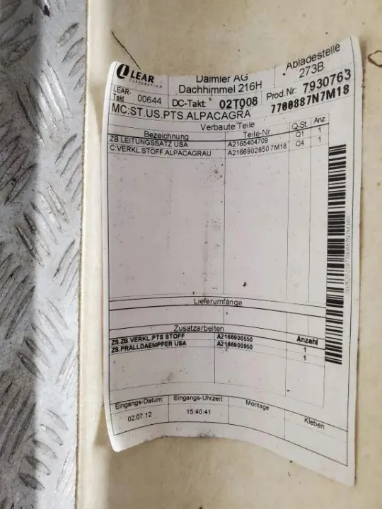 Mercedes-Benz CL C216 Katto OEM A2166900550 image 3