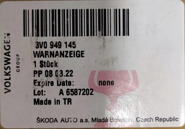 Luz de aviso assistente mudança de via OEM 3V0949145 image 3