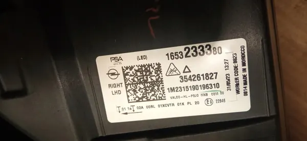 Oikea ajovalo OPEL CORSA F LUX LED OE 1653233380 image 7